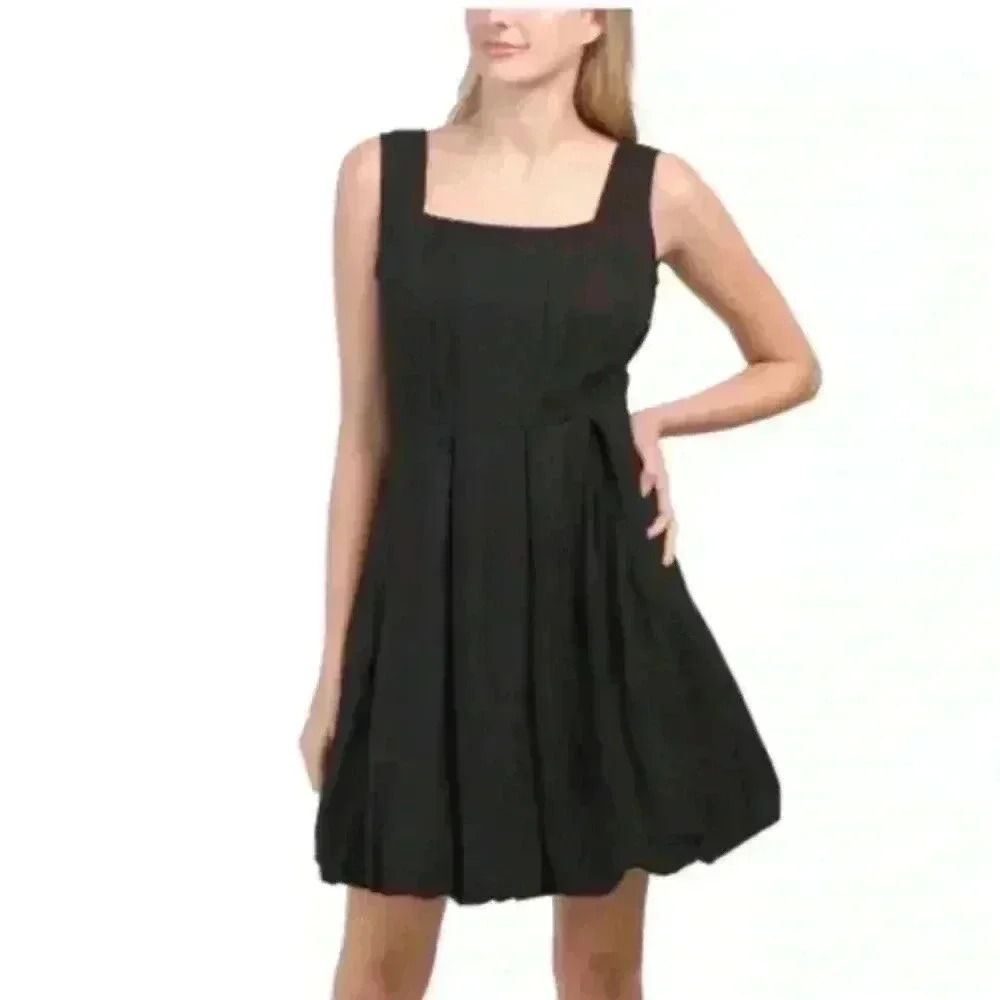Cynthia Rowley, black linen mini bubble dress
